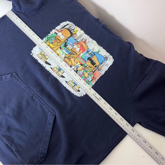 Delta Fleece Sweatshirt Adult XL Blue Y2K Bart Simpson Wutang Tupac Biggie - Picture 9 of 13